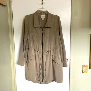 Nice cinch waist jacket. Dress it up or down.